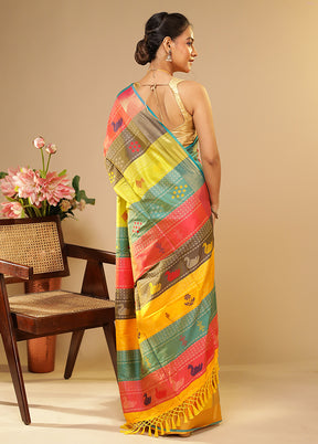Multicolor Kalakethra Saree With Blouse Piece