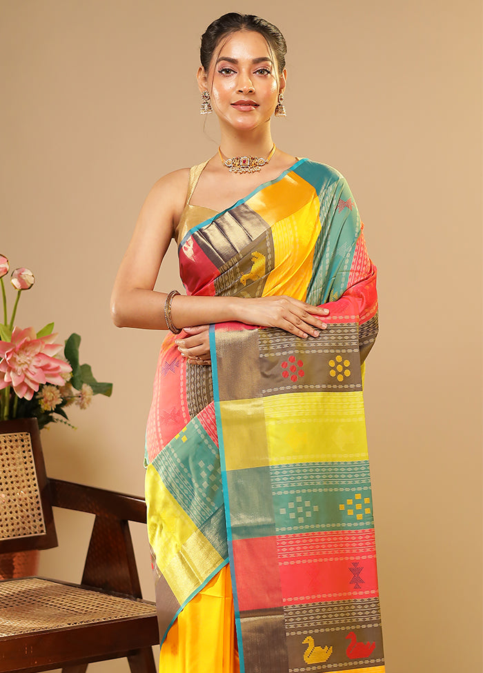 Multicolor Kalakethra Saree With Blouse Piece