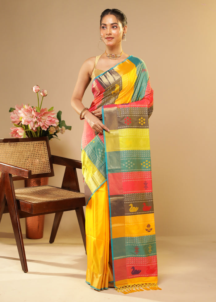 Multicolor Kalakethra Saree With Blouse Piece