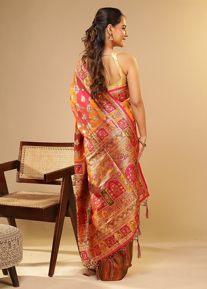 Multicolor Dupion Silk Saree With Blouse Piece