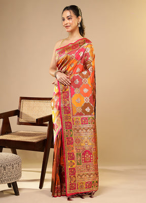 Multicolor Dupion Silk Saree With Blouse Piece