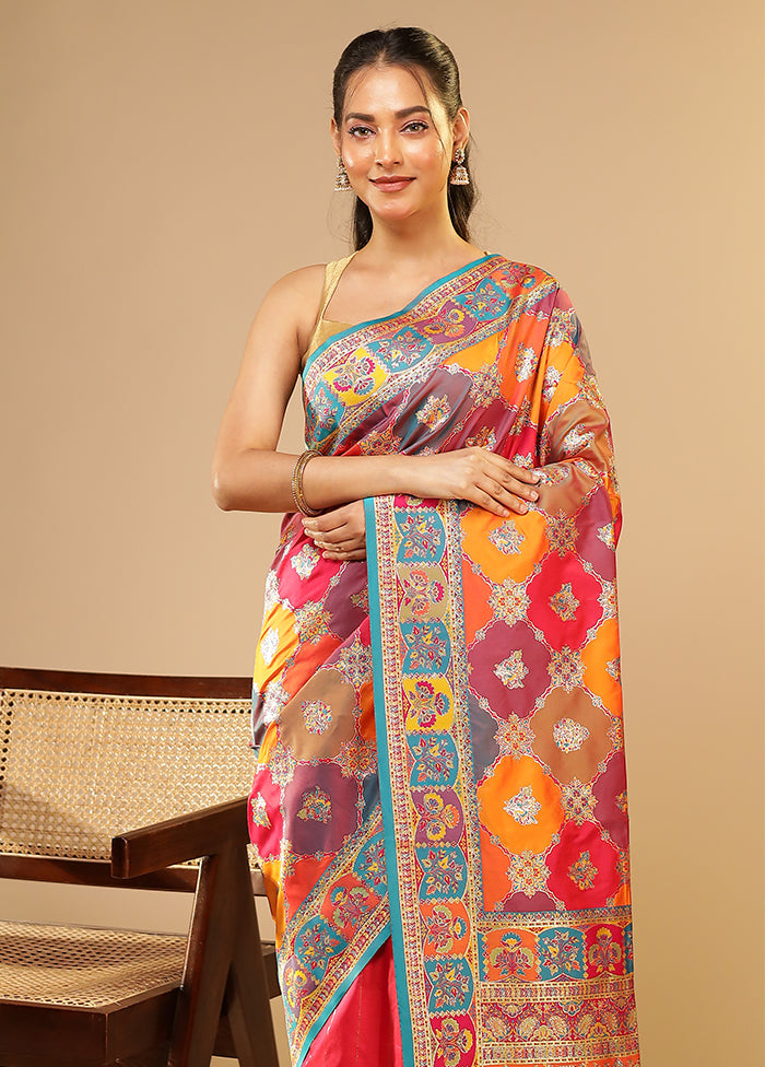 Multicolor Dupion Silk Saree With Blouse Piece
