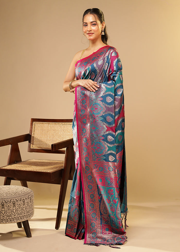Multicolor Dupion Silk Saree With Blouse Piece