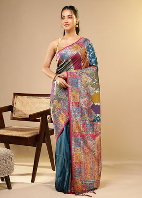 Multicolor Dupion Silk Saree With Blouse Piece