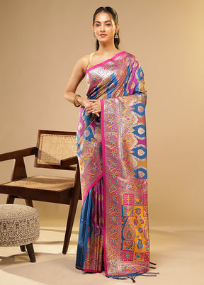 Multicolor Dupion Silk Saree With Blouse Piece