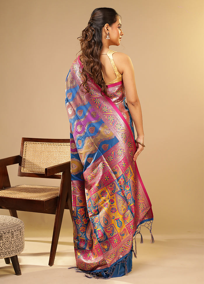 Multicolor Dupion Silk Saree With Blouse Piece