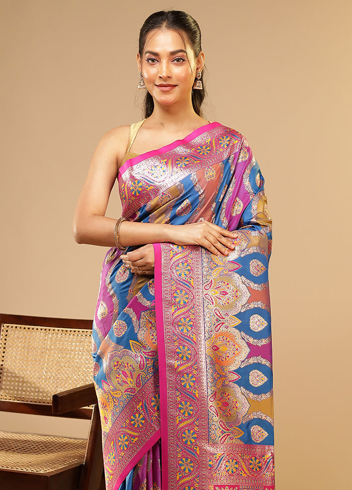 Multicolor Dupion Silk Saree With Blouse Piece
