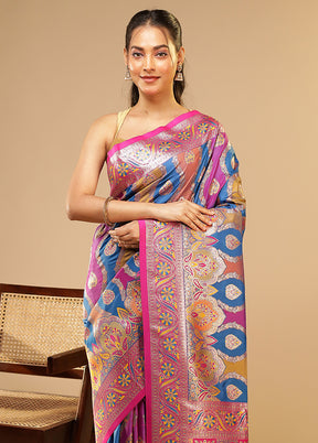 Multicolor Dupion Silk Saree With Blouse Piece
