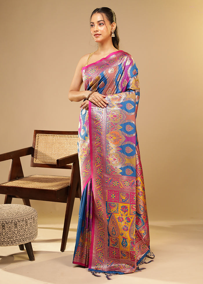 Multicolor Dupion Silk Saree With Blouse Piece