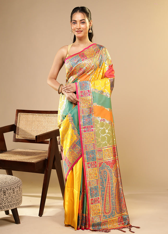 Multicolor Dupion Silk Saree With Blouse Piece