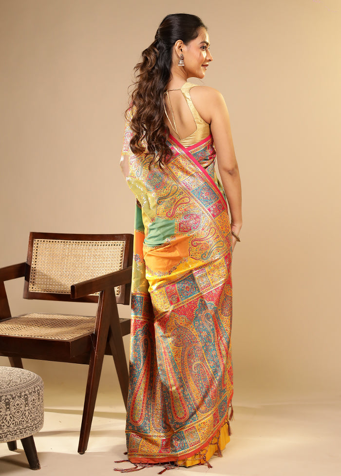 Multicolor Dupion Silk Saree With Blouse Piece