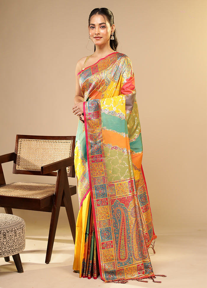 Multicolor Dupion Silk Saree With Blouse Piece