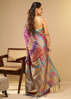 Multicolor Dupion Silk Saree With Blouse Piece
