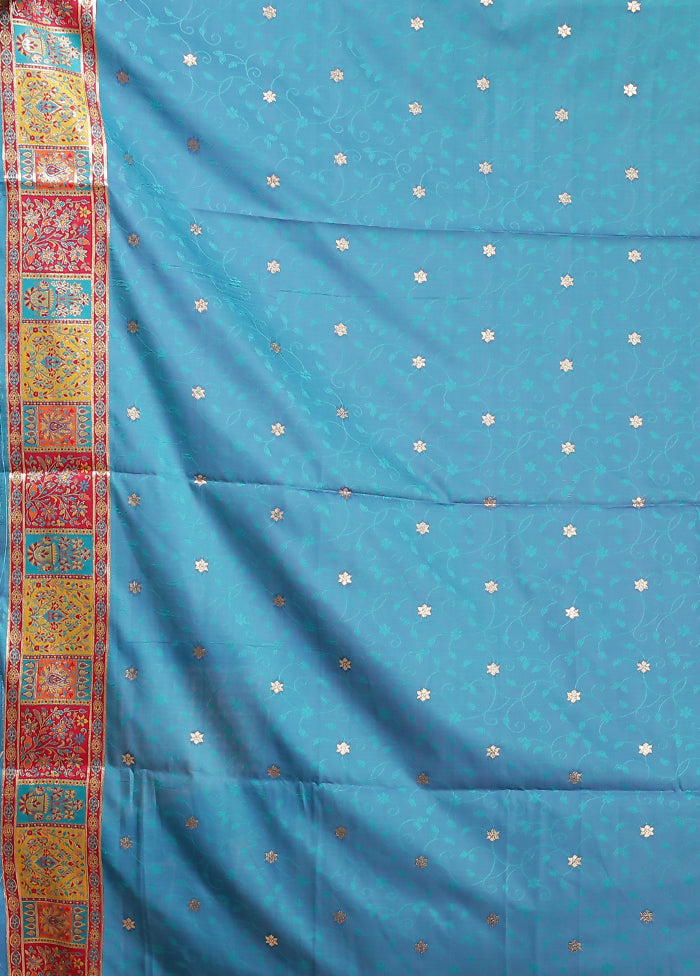 Multicolor Dupion Silk Saree With Blouse Piece