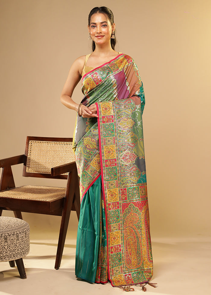 Multicolor Dupion Silk Saree With Blouse Piece