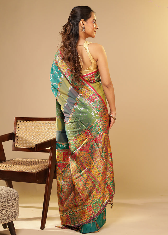 Multicolor Dupion Silk Saree With Blouse Piece
