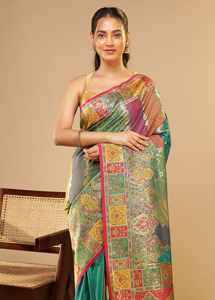 Multicolor Dupion Silk Saree With Blouse Piece
