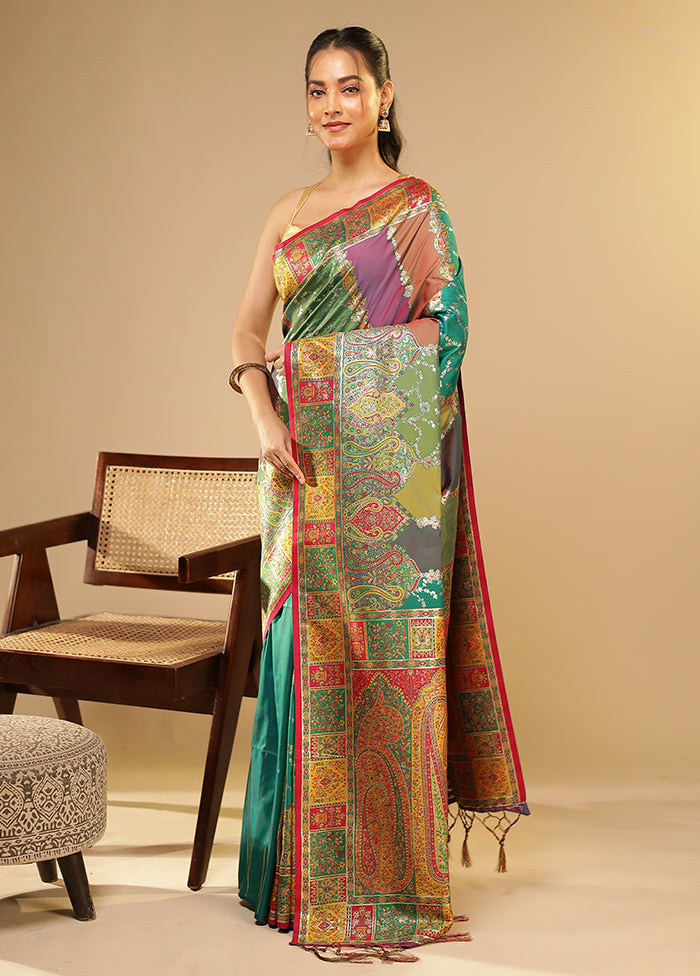 Multicolor Dupion Silk Saree With Blouse Piece