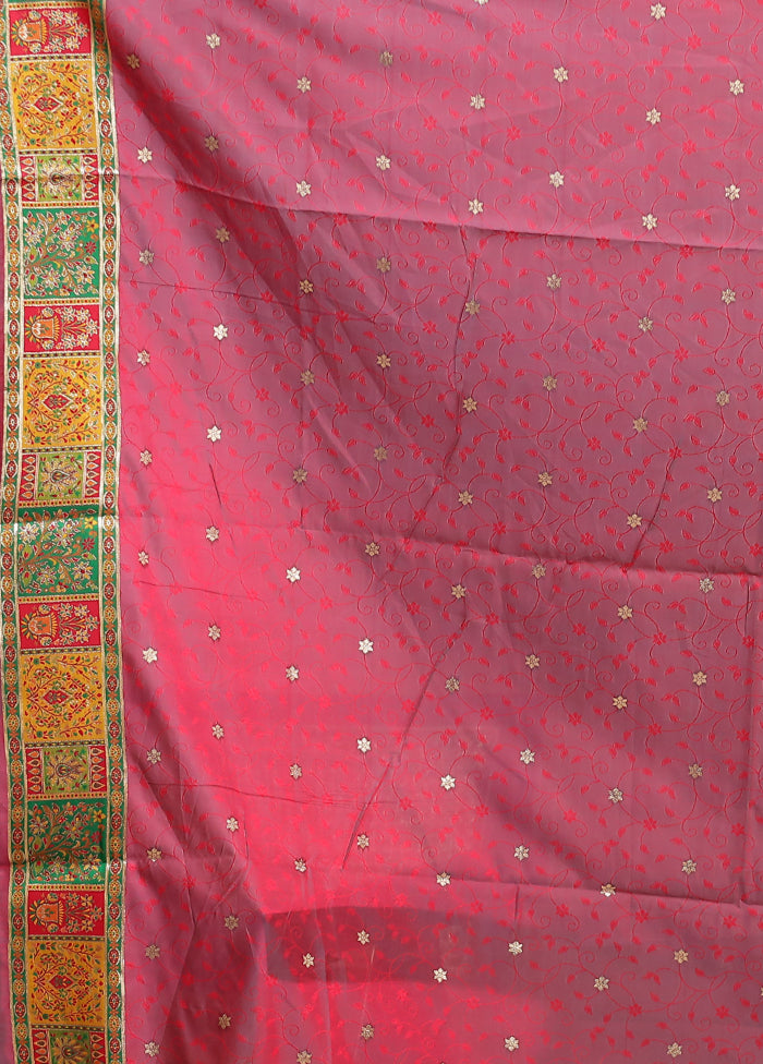 Multicolor Dupion Silk Saree With Blouse Piece