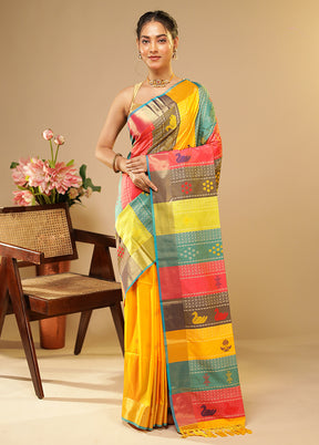 Multicolor Kalakethra Saree With Blouse Piece