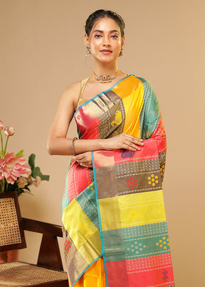 Multicolor Kalakethra Saree With Blouse Piece