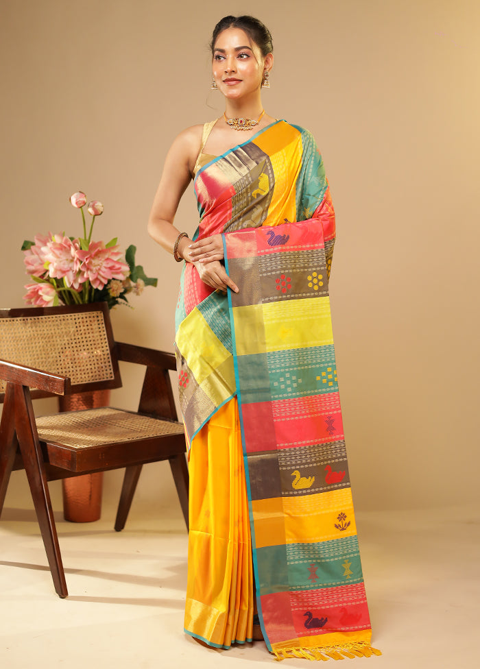 Multicolor Kalakethra Saree With Blouse Piece