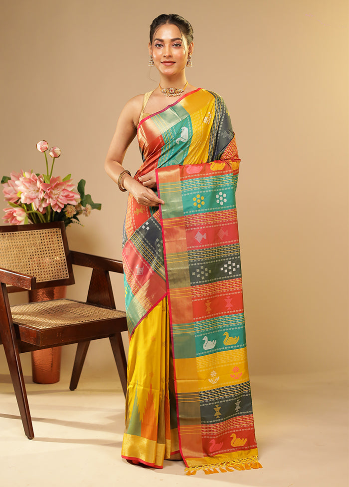Multicolor Kalakethra Saree With Blouse Piece