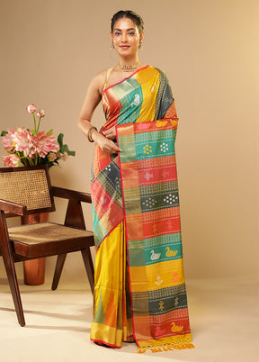 Multicolor Kalakethra Saree With Blouse Piece