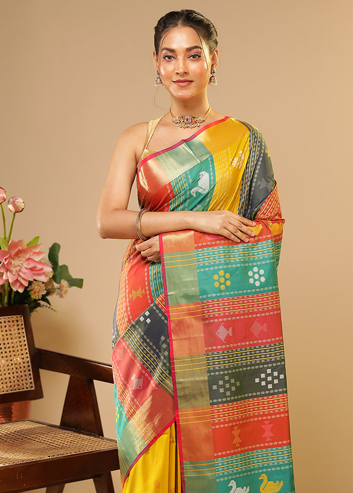 Multicolor Kalakethra Saree With Blouse Piece