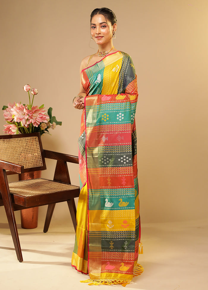 Multicolor Kalakethra Saree With Blouse Piece