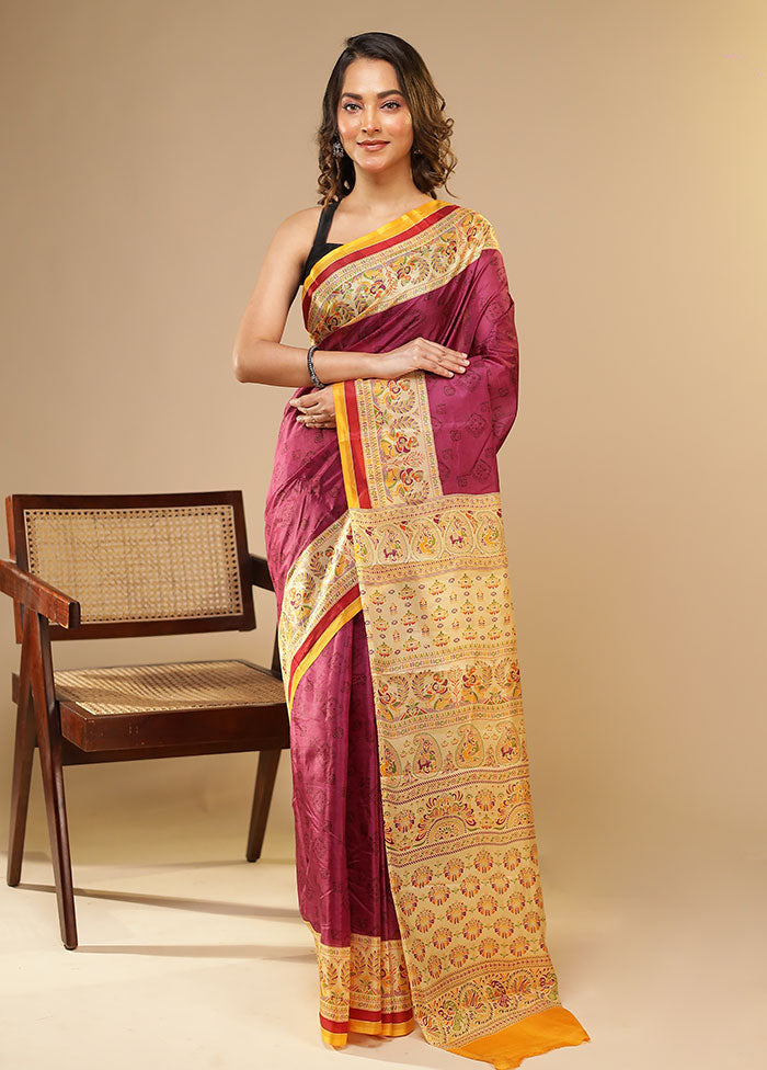 Rajmahal Duo – Purple & Blue Printed Silk Sarees