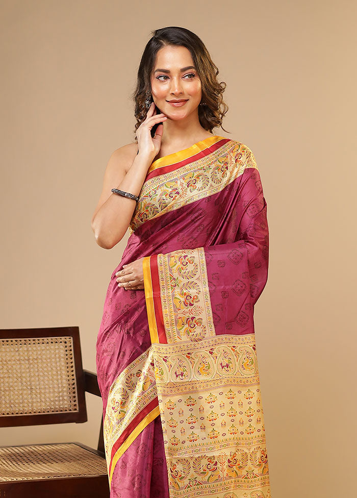 Rajmahal Duo – Purple & Blue Printed Silk Sarees