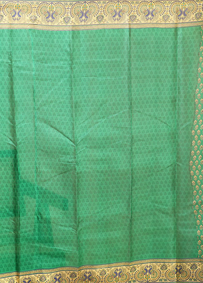 Green Printed Pure Silk Saree Without Blouse Piece