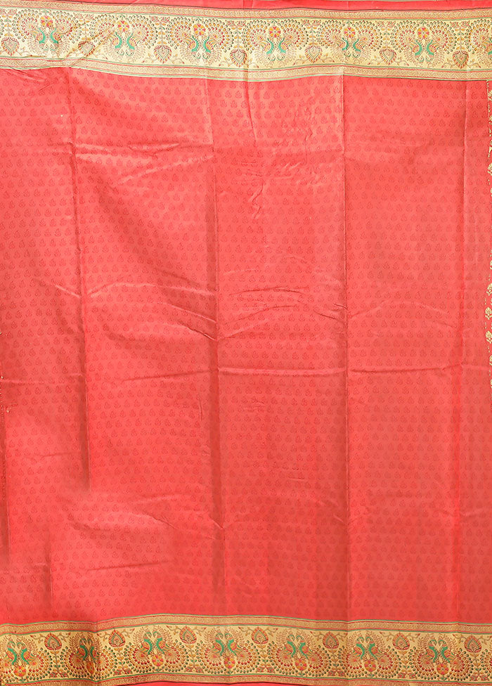 Red Printed Pure Silk Saree Without Blouse Piece