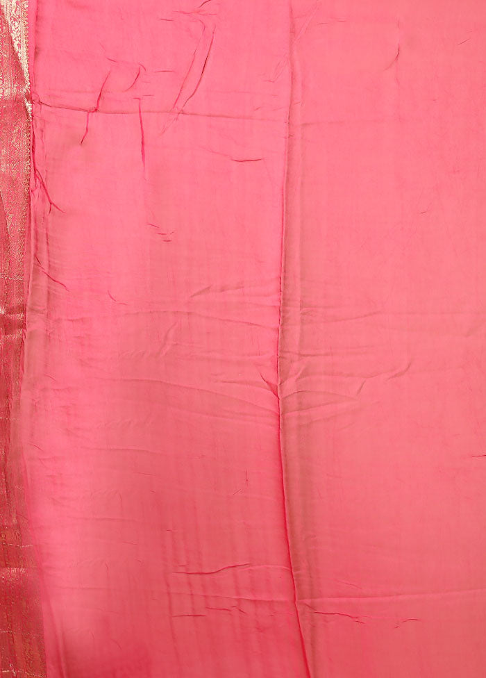 Pink Dupion Silk Saree With Blouse Piece