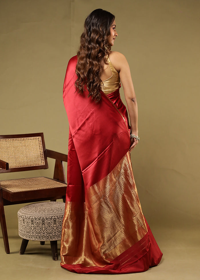 Red Printed Pure Silk Saree With Blouse Piece