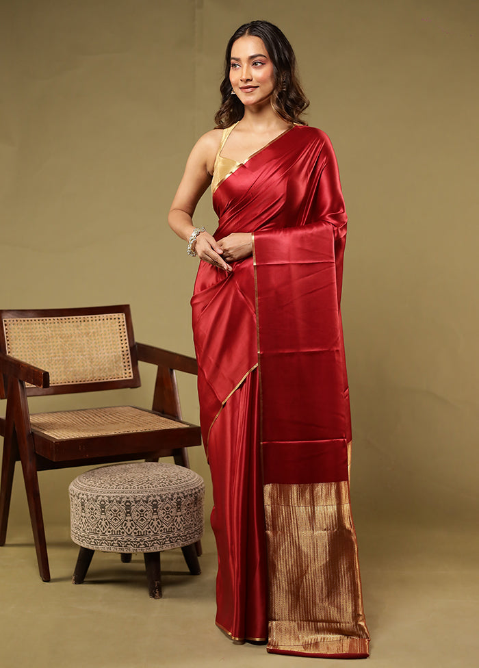 Red Printed Pure Silk Saree With Blouse Piece