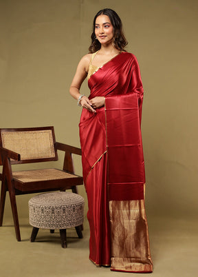 Red Printed Pure Silk Saree With Blouse Piece