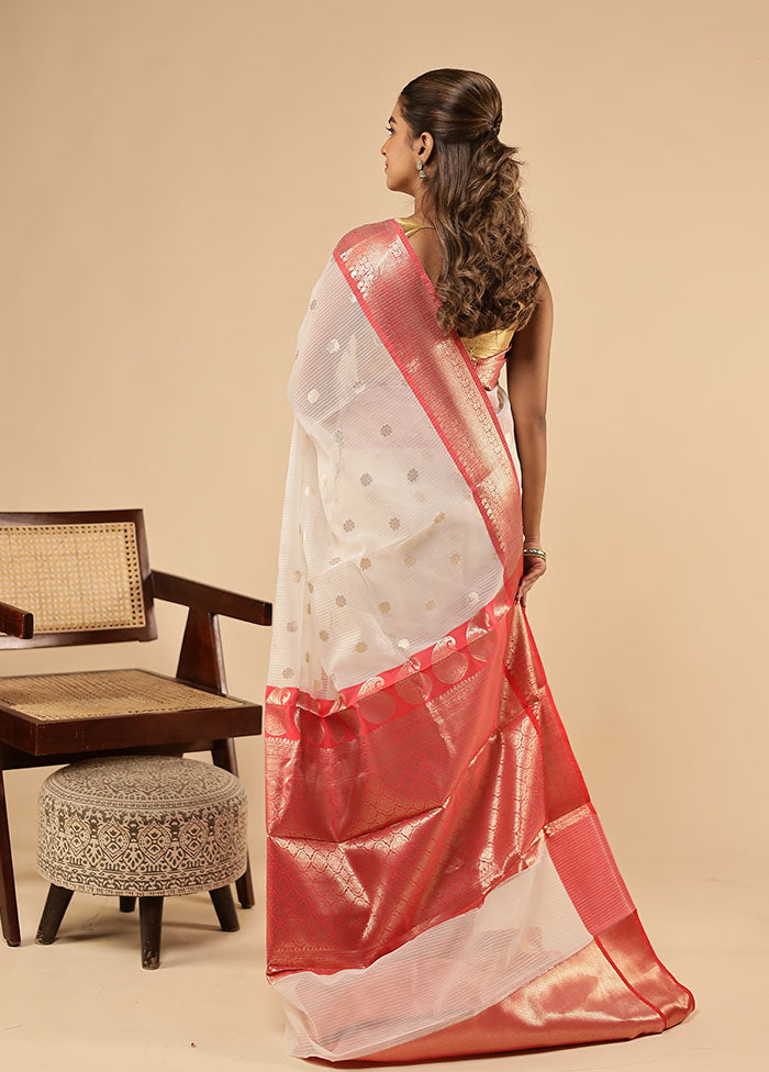 White Organza Saree With Blouse Piece