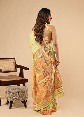 Green Assam Silk Saree With Blouse Piece