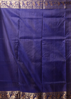 Blue Handloom Baluchari Pure Silk Saree With Blouse Piece