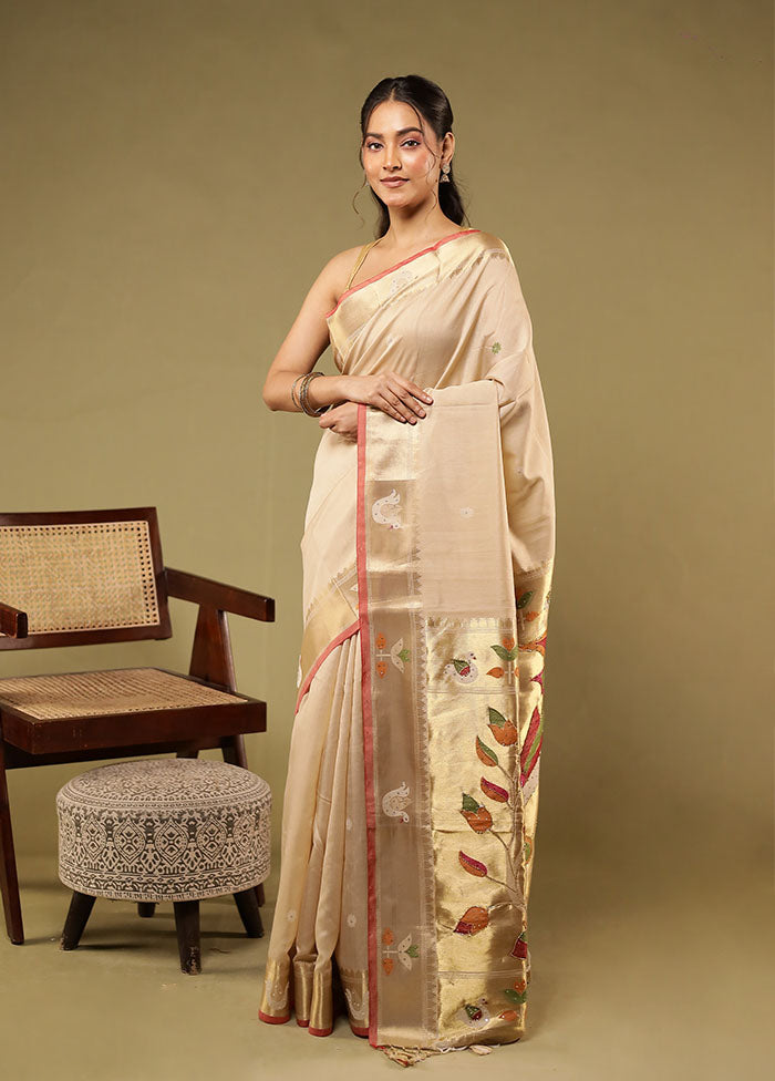 Gold Linen Silk Saree With Blouse Piece
