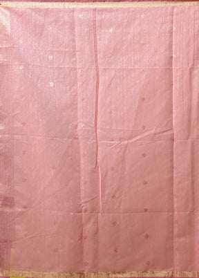 Pink Linen Silk Saree With Blouse Piece