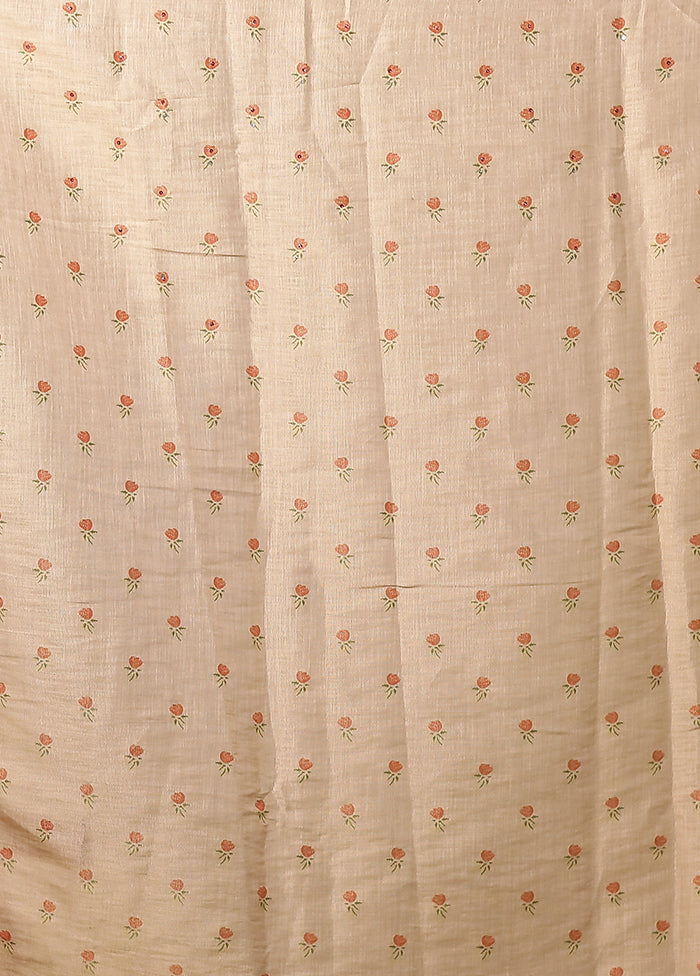 Rust Linen Silk Saree With Blouse Piece