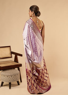 Purple Banarasi Silk Saree With Blouse Piece