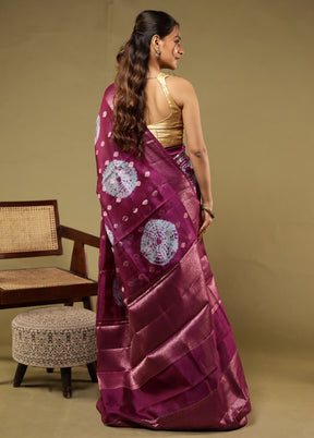 Purple Handloom Dupion Pure Silk Saree With Blouse Piece