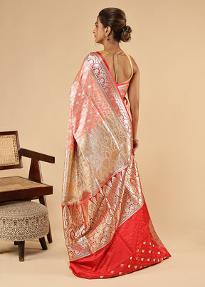 Pink Tanchoi Silk Saree With Blouse Piece