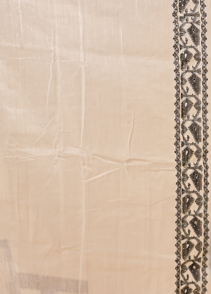 White Khadi Cotton Saree With Blouse Piece