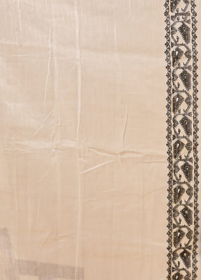 White Khadi Cotton Saree With Blouse Piece