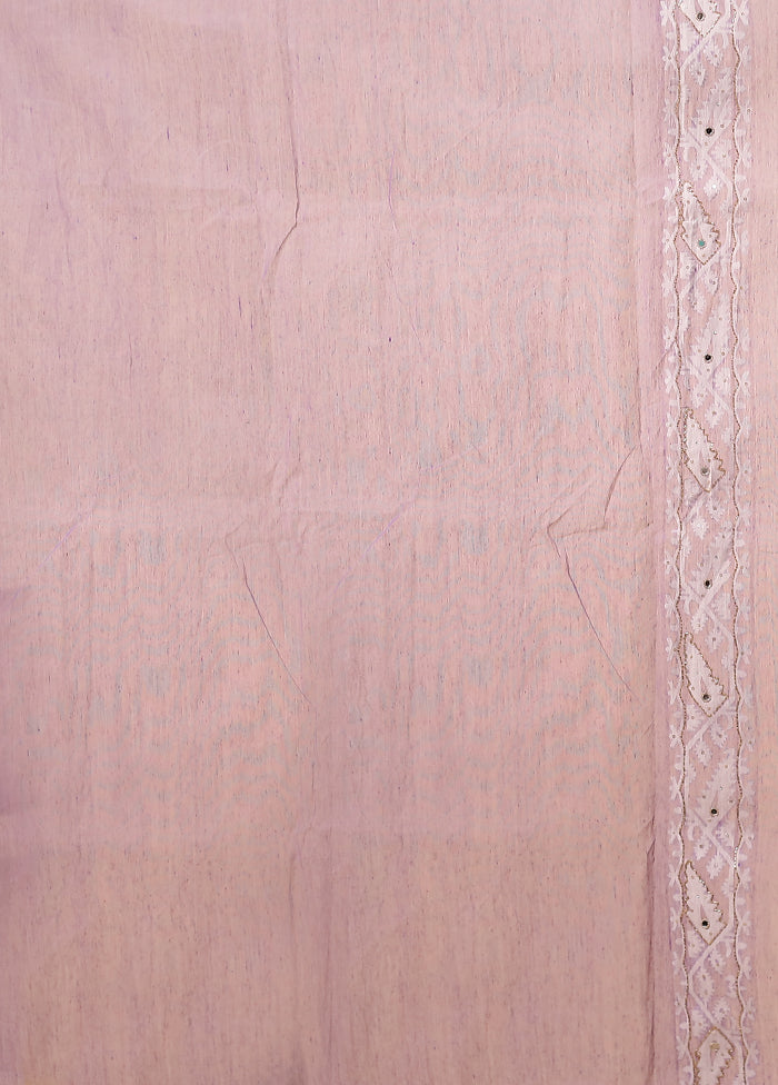 Purple Khadi Cotton Saree With Blouse Piece